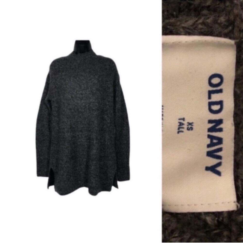 OLD NAVY ON Women’s Sz XS Tall Long Sleeve Pullover Sweater Tunic Charcoal Gray